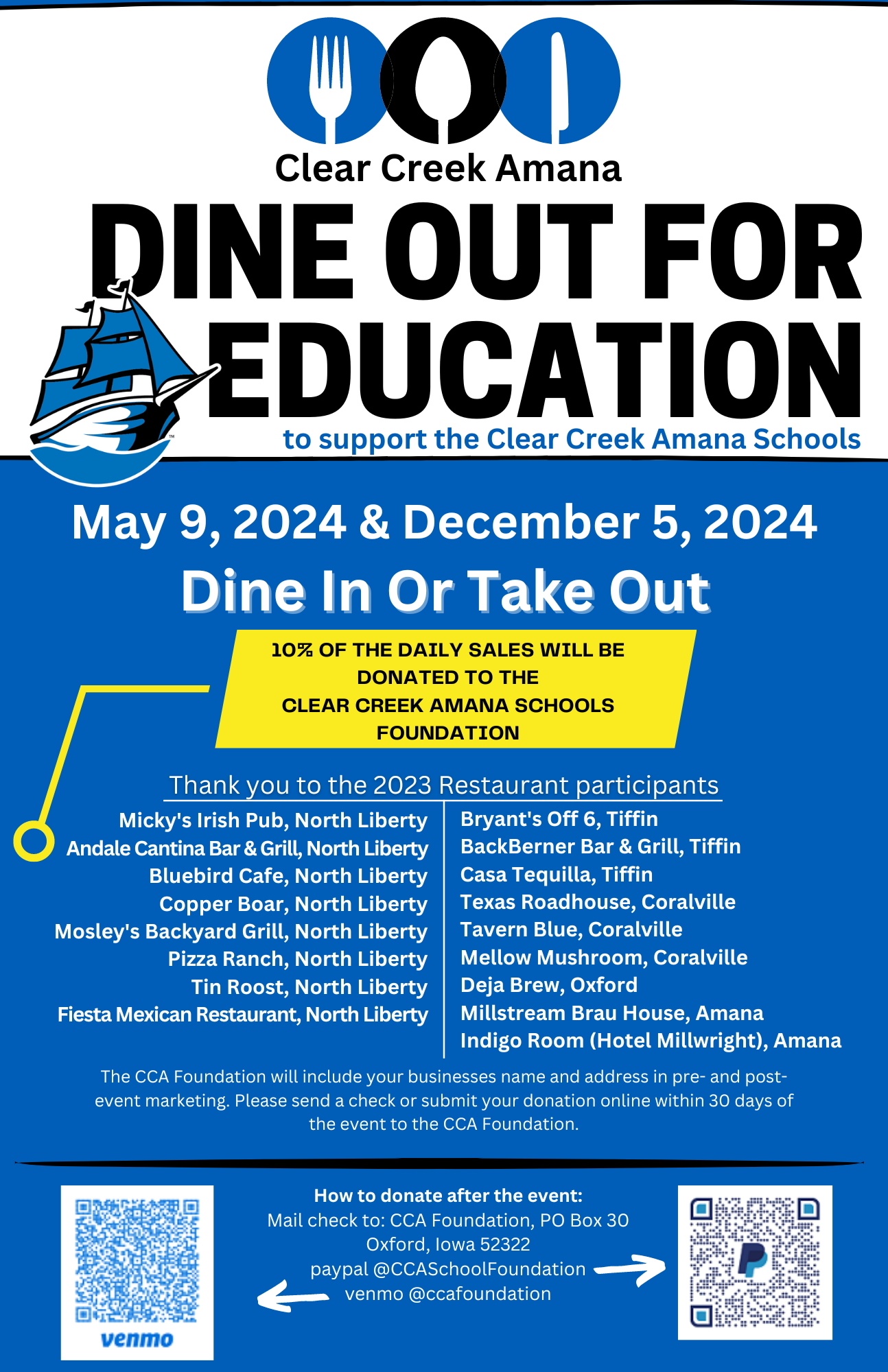 dine out for education poster